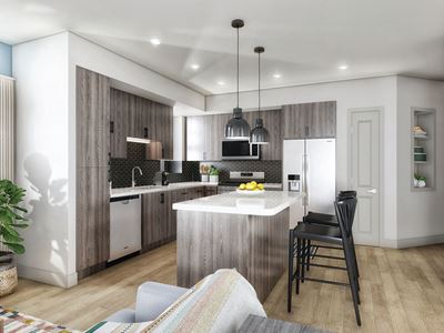 Kitchen island seating at The Seaton in San Diego, CA
